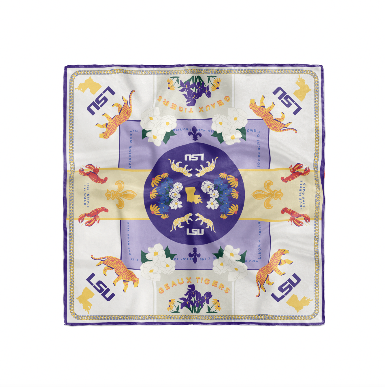 Fleur De Lis Scarf in Purple Purple White Scarf Fleur De 